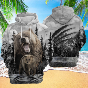 Bear Scratch Unisex All Over Hoodie – Cozy Animal Lover, Gift for Nature Enthusiasts