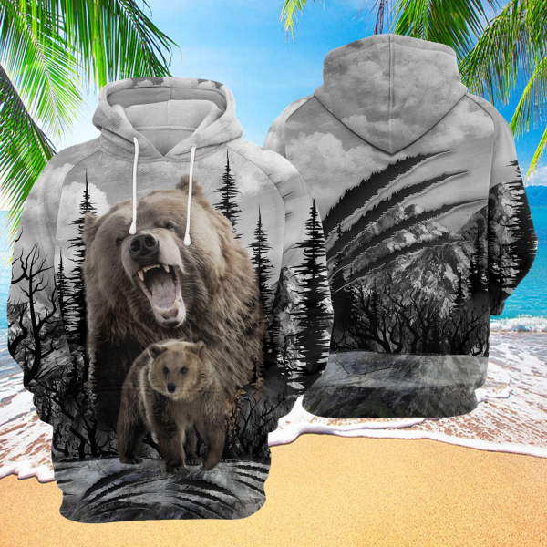 Bear Scratch Unisex All Over Hoodie – Cozy Animal Lover, Gift for Nature Enthusiasts