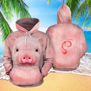 Funny Pig All Over Hoodie, Cute Pig 3D Print On Hoodie, Hoodie Animal Farm Trip Hoodie, Pig Apparel Gift For Pig Lover