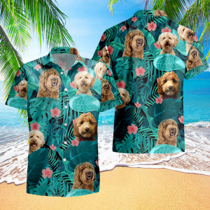 Labradoodle Tropical Hawaiian Shirt, Dog Lover Shirt, Summer Aloha Shirt