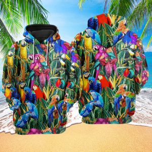 Parrot Amazing Tropical All Over Hoodie, Parrot Lover Animal Gift