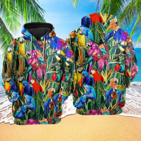 Parrot Amazing Tropical All Over Hoodie, Parrot Lover Animal Gift