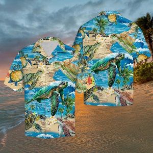 Turtle Beach Hawaiian Shirt, Summer Aloha Beach Shirt, Sea Turtle Aloha Beach Shirt