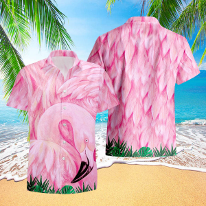 Unisex Flamingo Facade Hawaiian Shirt, Flamingo Lover Gift