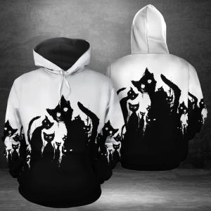 Unisex Black Cat Nightmare All Over Hoodie